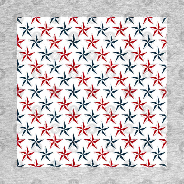 Red and Navy Blue Nautical Stars by Peter the T-Shirt Dude